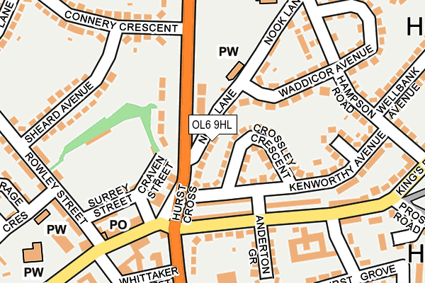 OL6 9HL map - OS OpenMap – Local (Ordnance Survey)
