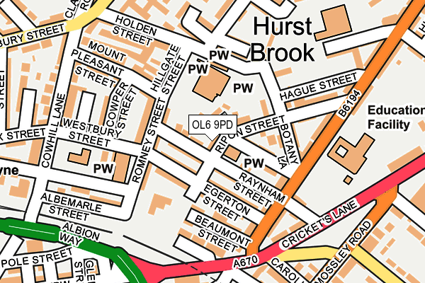 OL6 9PD map - OS OpenMap – Local (Ordnance Survey)