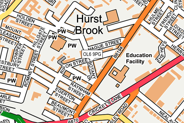 OL6 9PG map - OS OpenMap – Local (Ordnance Survey)