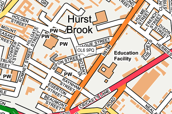 OL6 9PQ map - OS OpenMap – Local (Ordnance Survey)