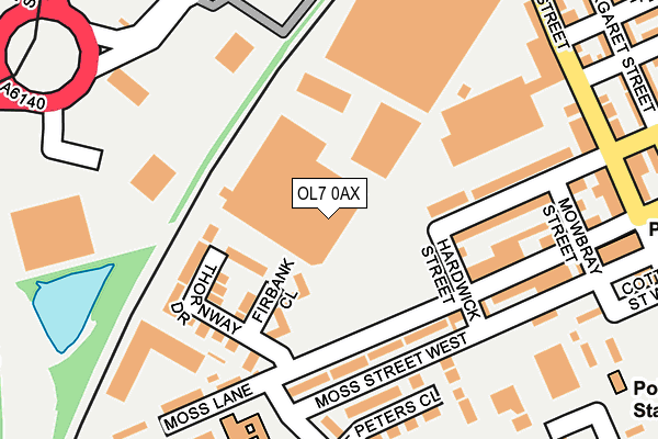 OL7 0AX map - OS OpenMap – Local (Ordnance Survey)