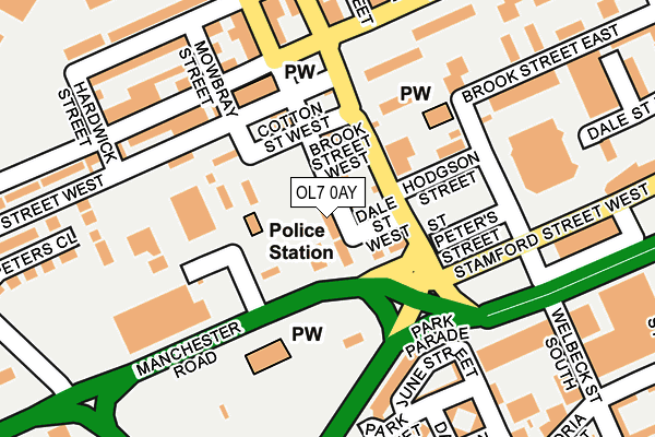 OL7 0AY map - OS OpenMap – Local (Ordnance Survey)