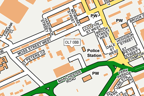 OL7 0BB map - OS OpenMap – Local (Ordnance Survey)