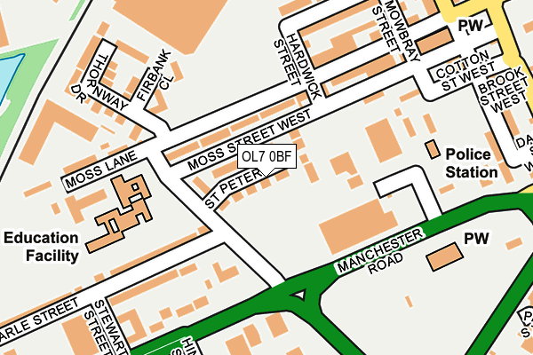 OL7 0BF map - OS OpenMap – Local (Ordnance Survey)