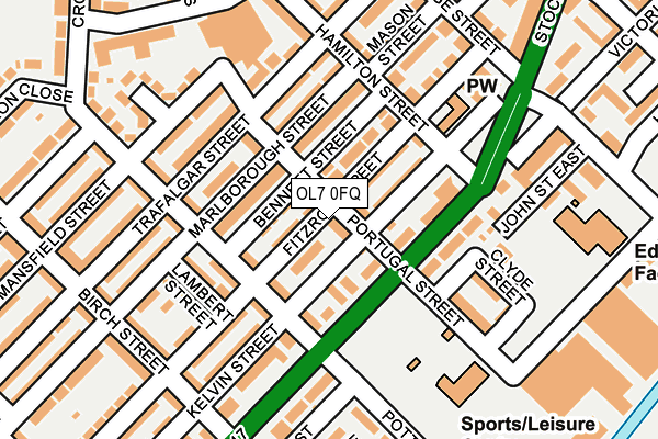 OL7 0FQ map - OS OpenMap – Local (Ordnance Survey)