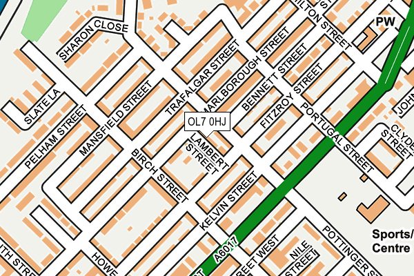 OL7 0HJ map - OS OpenMap – Local (Ordnance Survey)