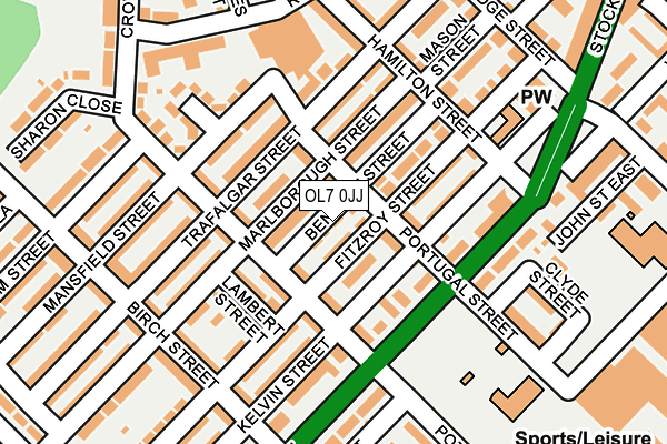 OL7 0JJ map - OS OpenMap – Local (Ordnance Survey)