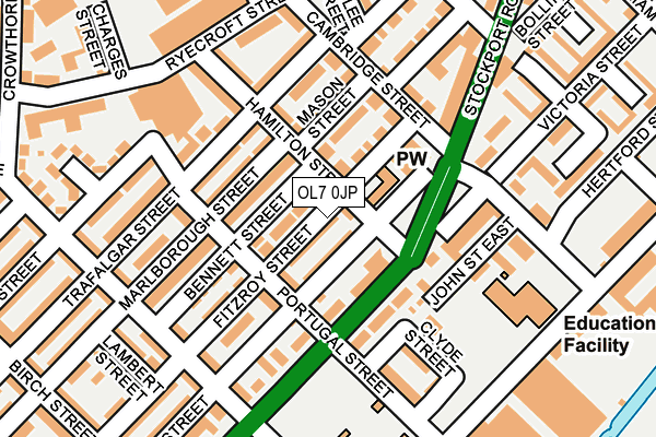 OL7 0JP map - OS OpenMap – Local (Ordnance Survey)