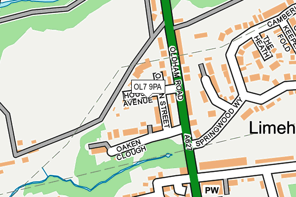 OL7 9PA map - OS OpenMap – Local (Ordnance Survey)