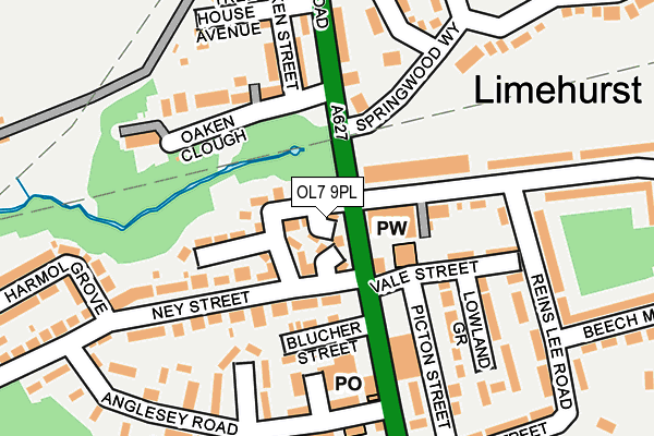 OL7 9PL map - OS OpenMap – Local (Ordnance Survey)