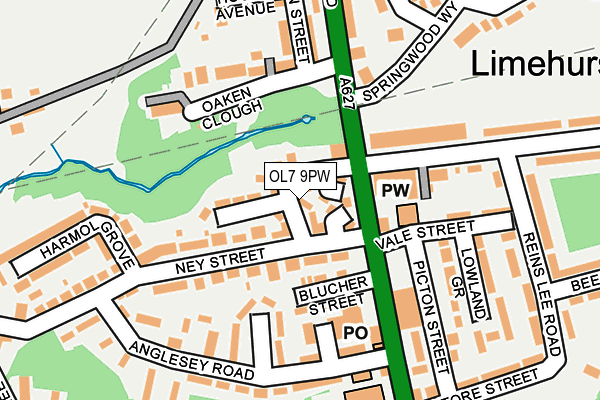 OL7 9PW map - OS OpenMap – Local (Ordnance Survey)