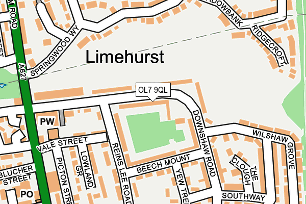 OL7 9QL map - OS OpenMap – Local (Ordnance Survey)