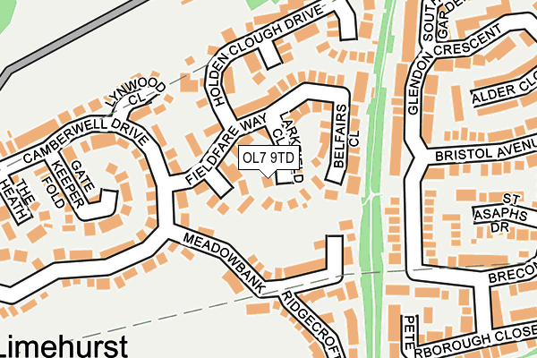 OL7 9TD map - OS OpenMap – Local (Ordnance Survey)