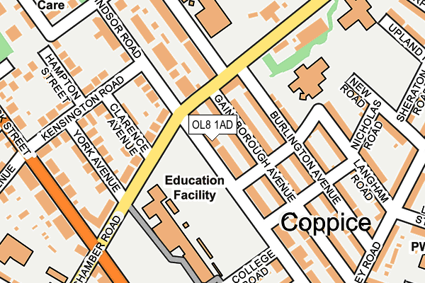 OL8 1AD map - OS OpenMap – Local (Ordnance Survey)
