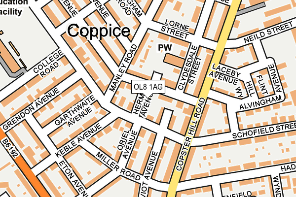 OL8 1AG map - OS OpenMap – Local (Ordnance Survey)
