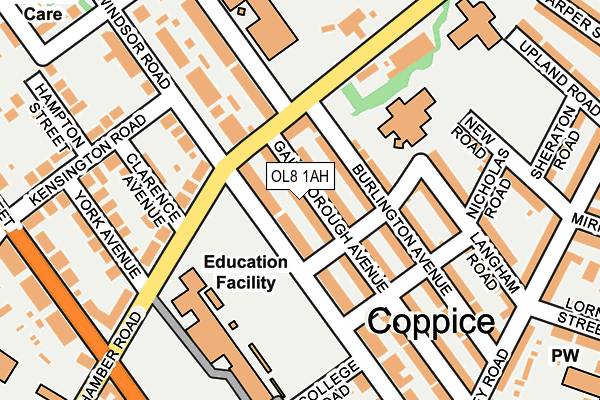 OL8 1AH map - OS OpenMap – Local (Ordnance Survey)