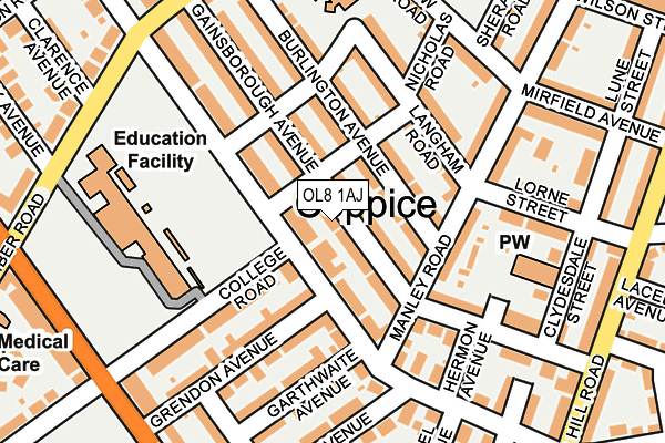 OL8 1AJ map - OS OpenMap – Local (Ordnance Survey)