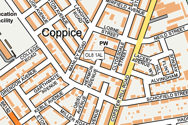 OL8 1AL map - OS OpenMap – Local (Ordnance Survey)