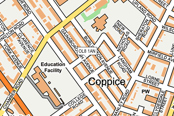 OL8 1AN map - OS OpenMap – Local (Ordnance Survey)