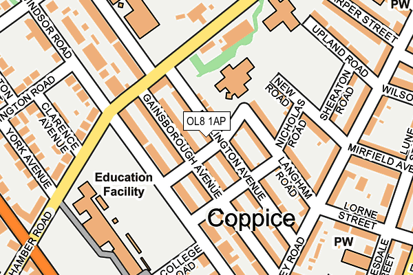 OL8 1AP map - OS OpenMap – Local (Ordnance Survey)