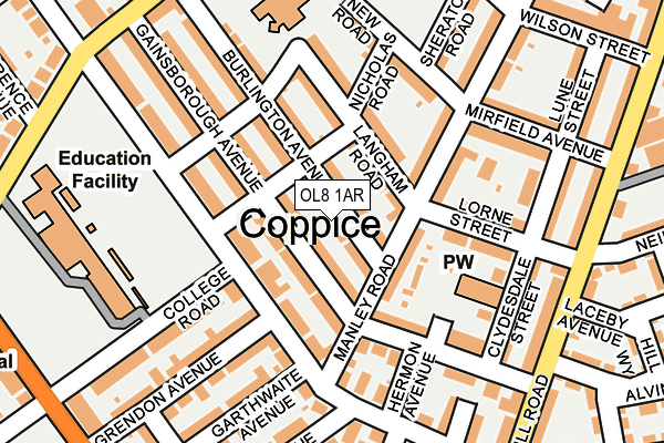 OL8 1AR map - OS OpenMap – Local (Ordnance Survey)