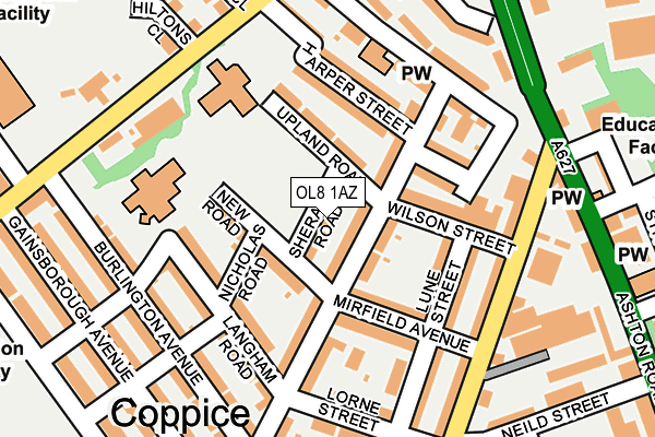 OL8 1AZ map - OS OpenMap – Local (Ordnance Survey)