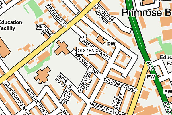 OL8 1BA map - OS OpenMap – Local (Ordnance Survey)