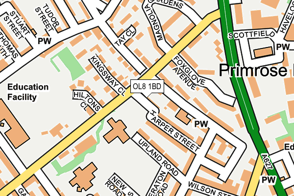 OL8 1BD map - OS OpenMap – Local (Ordnance Survey)