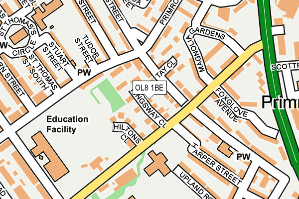 OL8 1BE map - OS OpenMap – Local (Ordnance Survey)