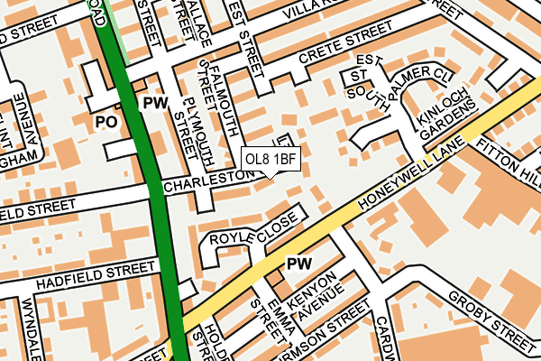 OL8 1BF map - OS OpenMap – Local (Ordnance Survey)