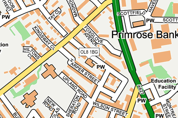 OL8 1BG map - OS OpenMap – Local (Ordnance Survey)