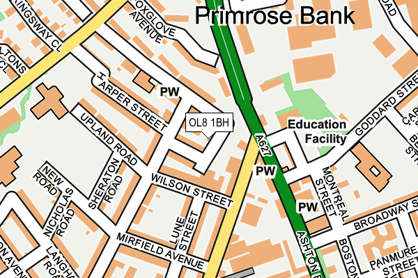 OL8 1BH map - OS OpenMap – Local (Ordnance Survey)