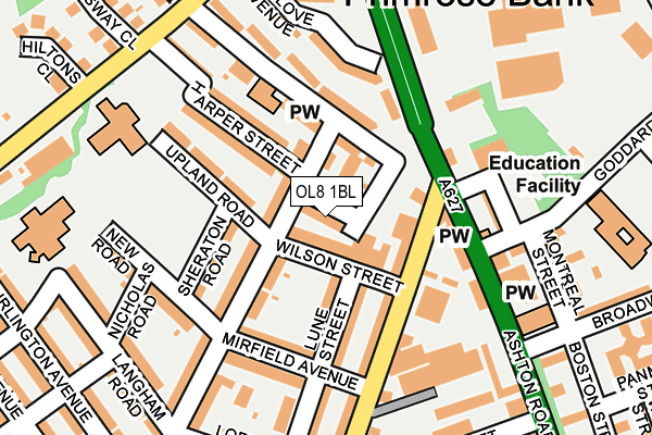 OL8 1BL map - OS OpenMap – Local (Ordnance Survey)