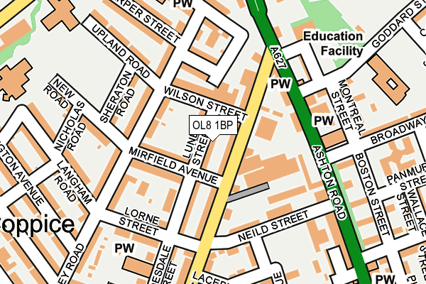 OL8 1BP map - OS OpenMap – Local (Ordnance Survey)