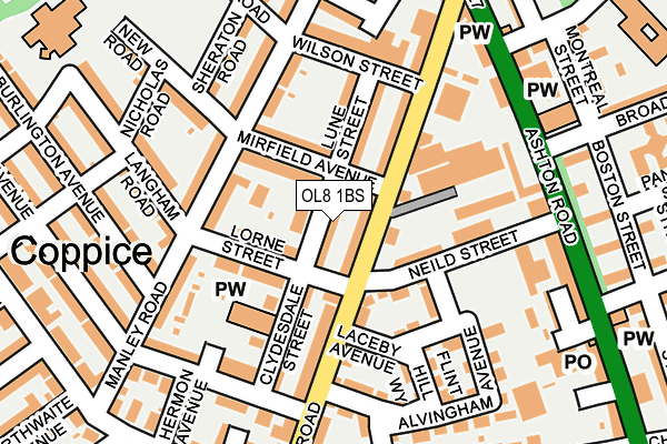OL8 1BS map - OS OpenMap – Local (Ordnance Survey)