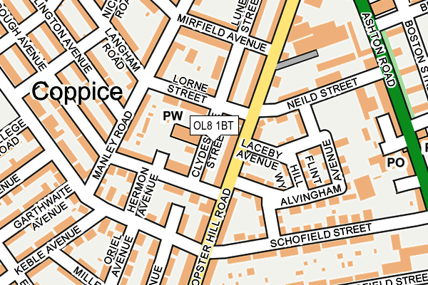 OL8 1BT map - OS OpenMap – Local (Ordnance Survey)