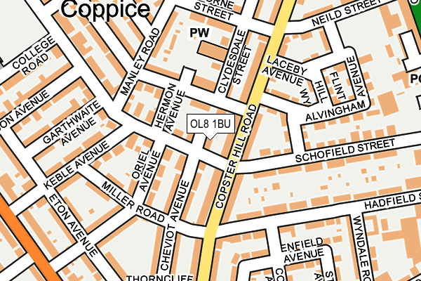 OL8 1BU map - OS OpenMap – Local (Ordnance Survey)