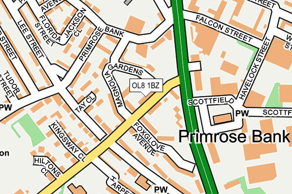 OL8 1BZ map - OS OpenMap – Local (Ordnance Survey)