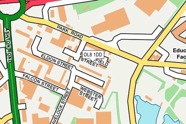 OL8 1DD map - OS OpenMap – Local (Ordnance Survey)