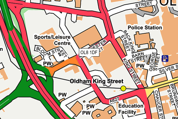 OL8 1DF map - OS OpenMap – Local (Ordnance Survey)