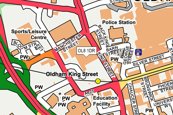 OL8 1DR map - OS OpenMap – Local (Ordnance Survey)