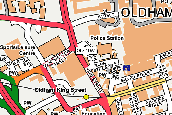 OL8 1DW map - OS OpenMap – Local (Ordnance Survey)