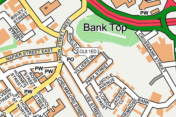 OL8 1ED map - OS OpenMap – Local (Ordnance Survey)