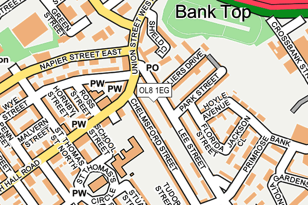 OL8 1EG map - OS OpenMap – Local (Ordnance Survey)