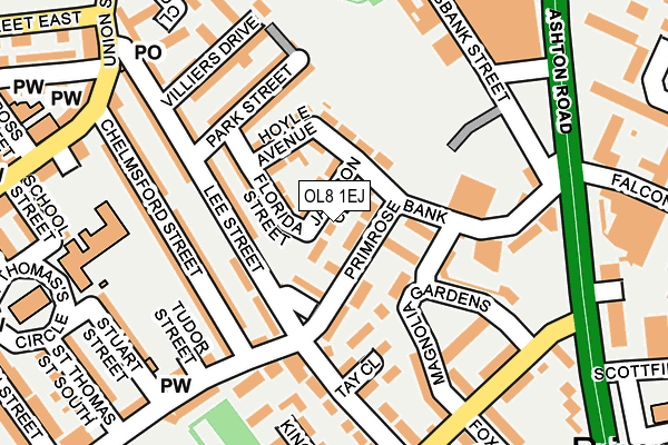 OL8 1EJ map - OS OpenMap – Local (Ordnance Survey)