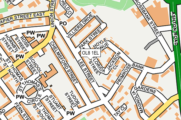 OL8 1EL map - OS OpenMap – Local (Ordnance Survey)