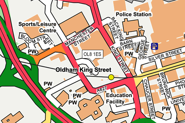 OL8 1ES map - OS OpenMap – Local (Ordnance Survey)