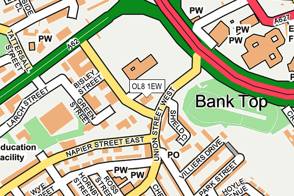 OL8 1EW map - OS OpenMap – Local (Ordnance Survey)