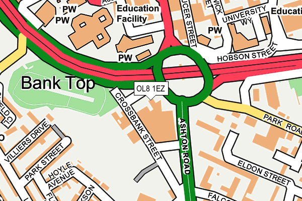 OL8 1EZ map - OS OpenMap – Local (Ordnance Survey)