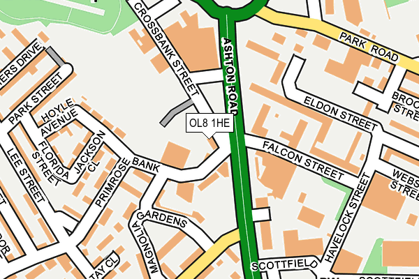 OL8 1HE map - OS OpenMap – Local (Ordnance Survey)